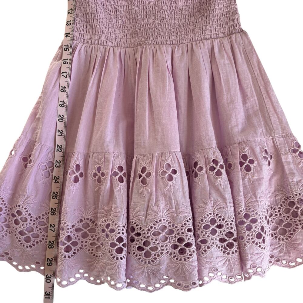 Lovers + Friends x Jetset Christina Dallas Lavender Eyelet Smocked Mini Dress XS - Picture 6 of 10